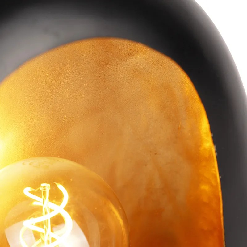 Designerska lampa stołowa czarna ze złotym wnętrzem 36 cm - Cova