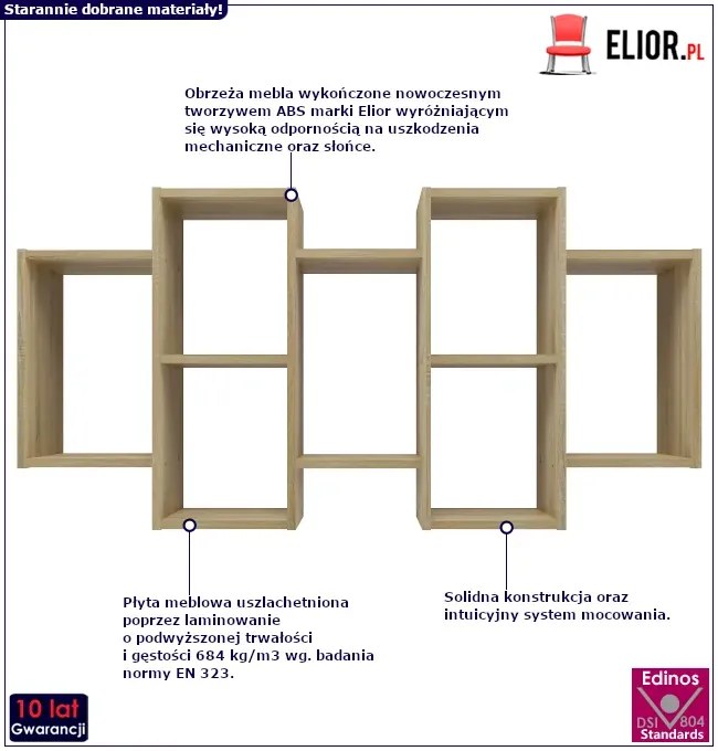 Skandynawski regał wiszący w kolorze dąb sonoma D8-F94