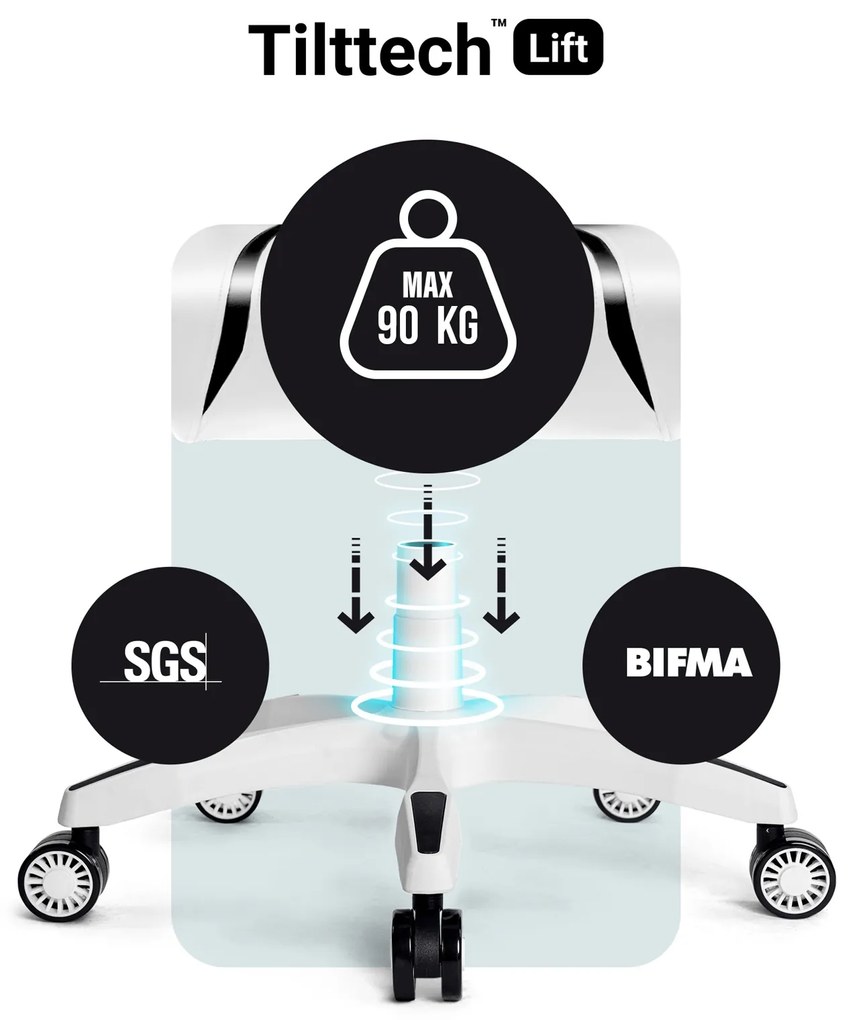 Fotel gamingowy Diablo X-One 2.0 Small: biało-czarny