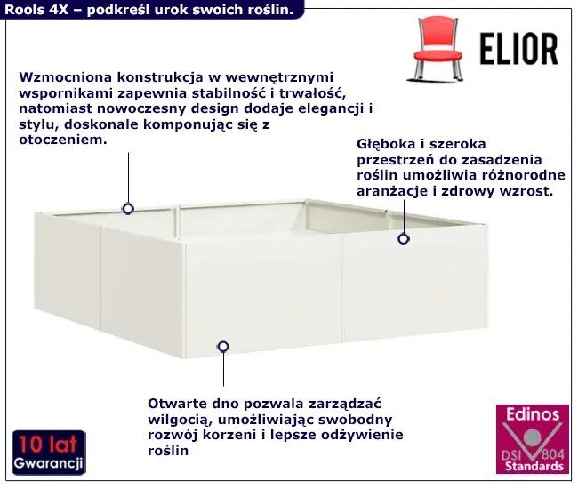 Biała nowoczesna skrzynia na taras - Dolo 4X