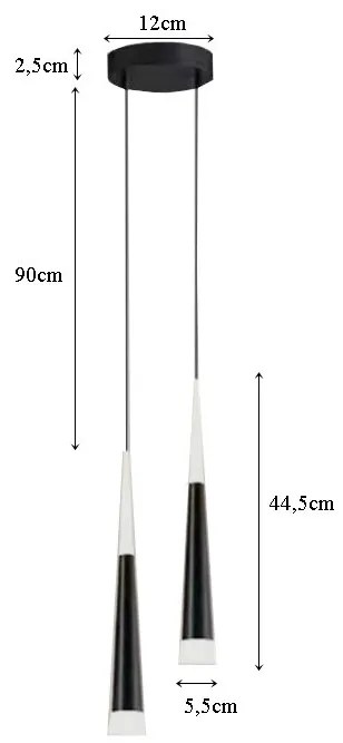Lampa stożkowa LED z kloszem wiszącym sufitowa AT51-2SL-Czarna