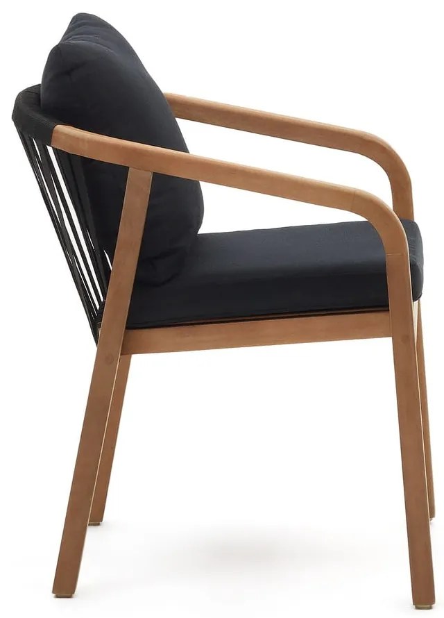 Czarne/w naturalnym kolorze drewniane/tapicerowane krzesła ogrodowe zestaw 4 szt. Malaret – Kave Home