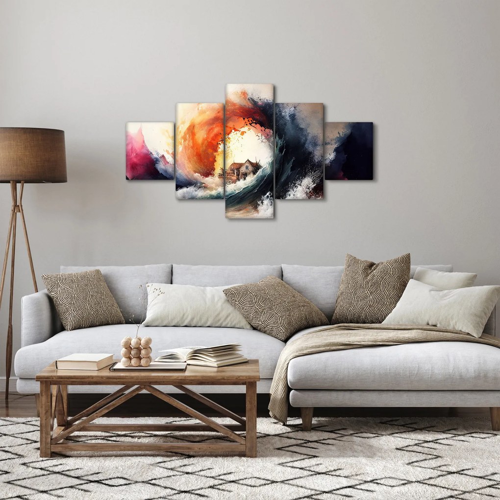 Obraz - W wirze powodzi, akwarela (125x70 cm)