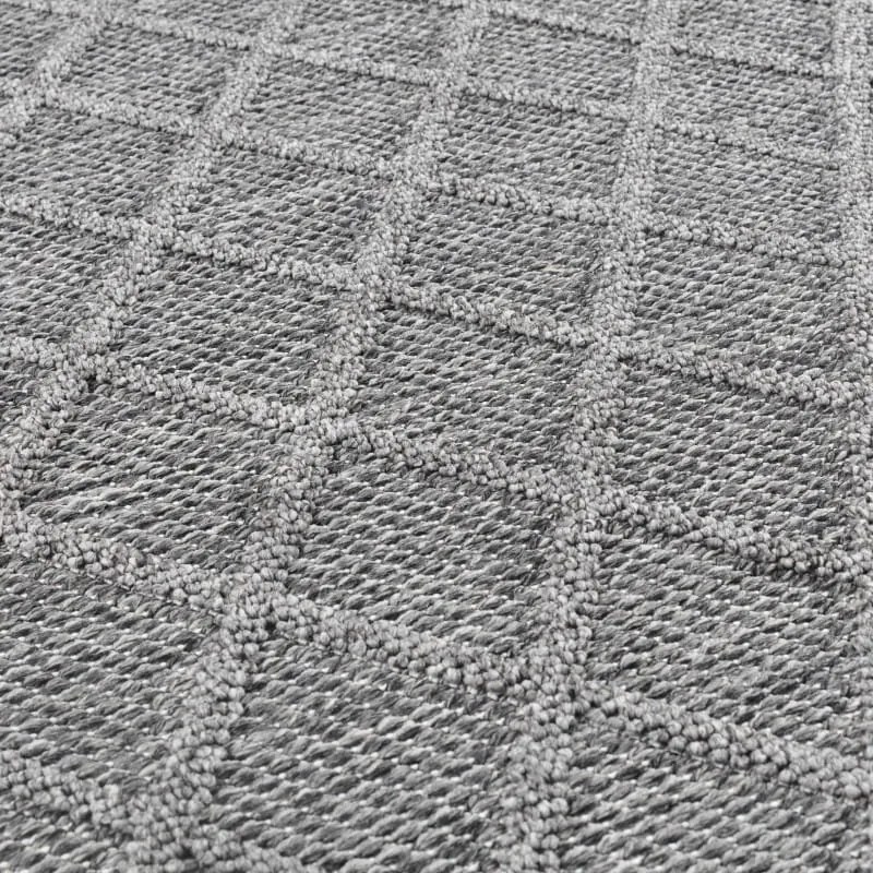 Dywan zewnętrzny sznurkowy Patara Kratka szary 120 cm x 170 cm