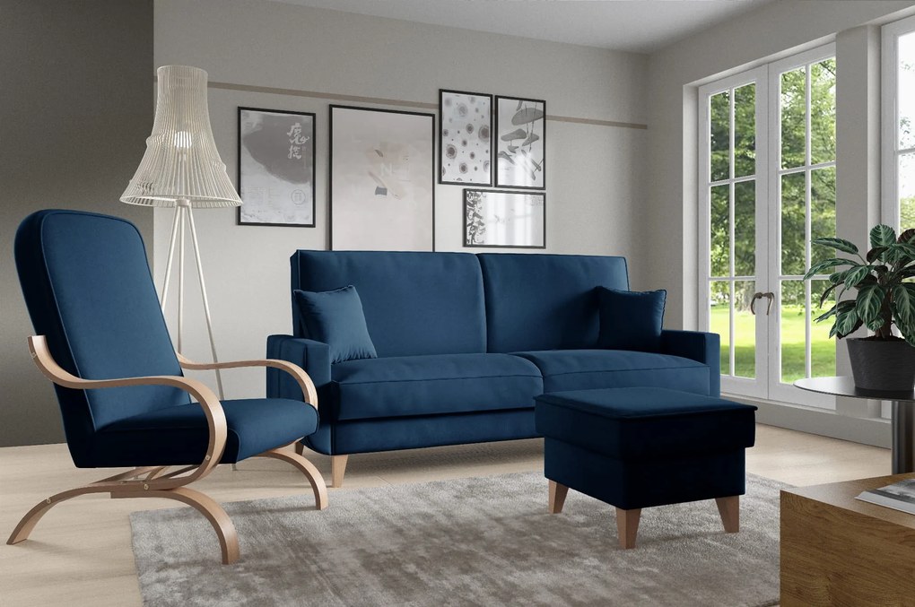 Komplet Wypoczynkowy Davo (Wersalka + Fotel finka + Pufa)