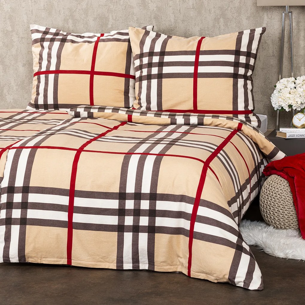 4Home Pościel flanelowa Krata, 140 x 220 cm, 70 x 90 cm, 140 x 220 cm, 70 x 90 cm