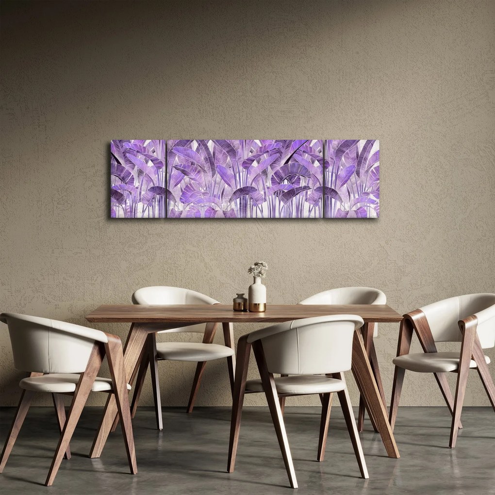 Obraz - Fioletowe liście w gipsie (170x50 cm)
