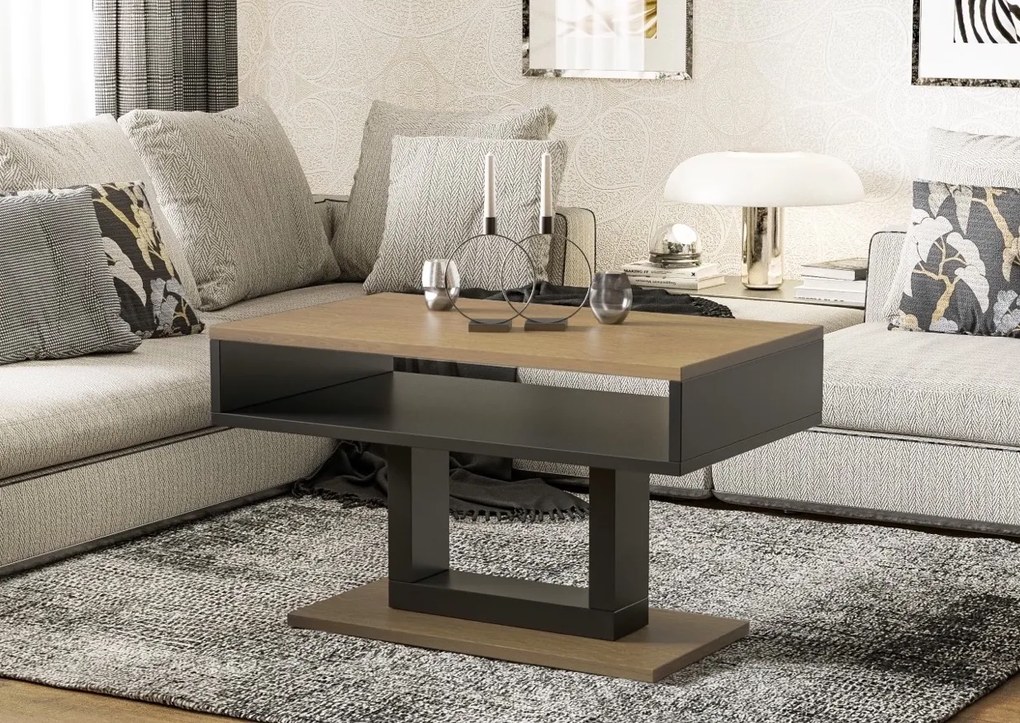 Designerska ława z półką do salonu Tilo