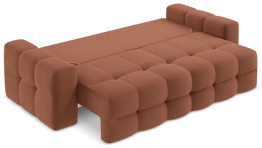 Rozkładana sofa z materiału bouclé w kolorze terakoty 255 cm Milu – Makamii