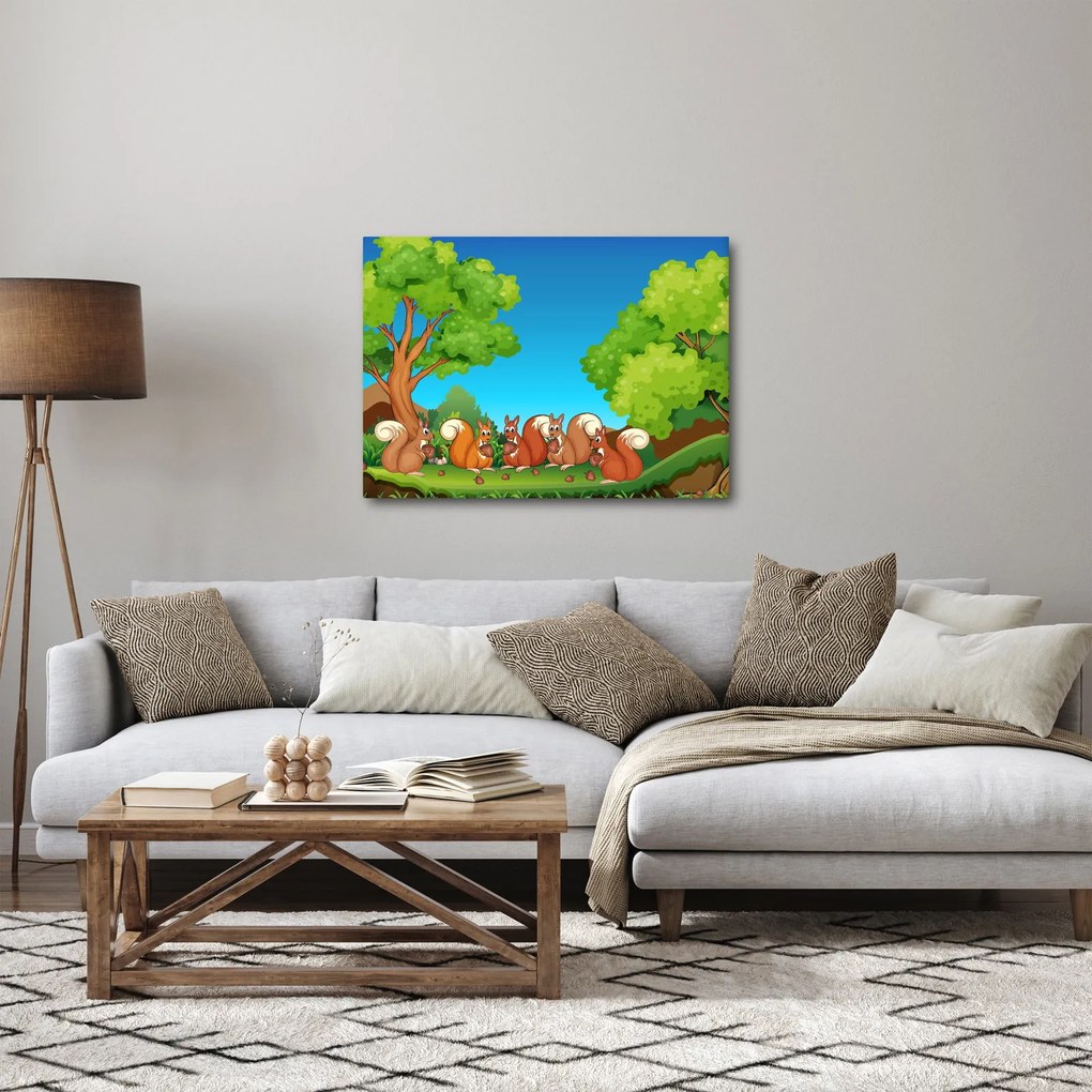 Obraz - Wesołe wiewiórki (70x50 cm)