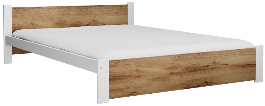 Łóżko IKAROS 180 x 200 cm, dąb artisan/biały Stelaż: Ze stelażem listwowym rolowanym, Materac: Materac Deluxe 10 cm