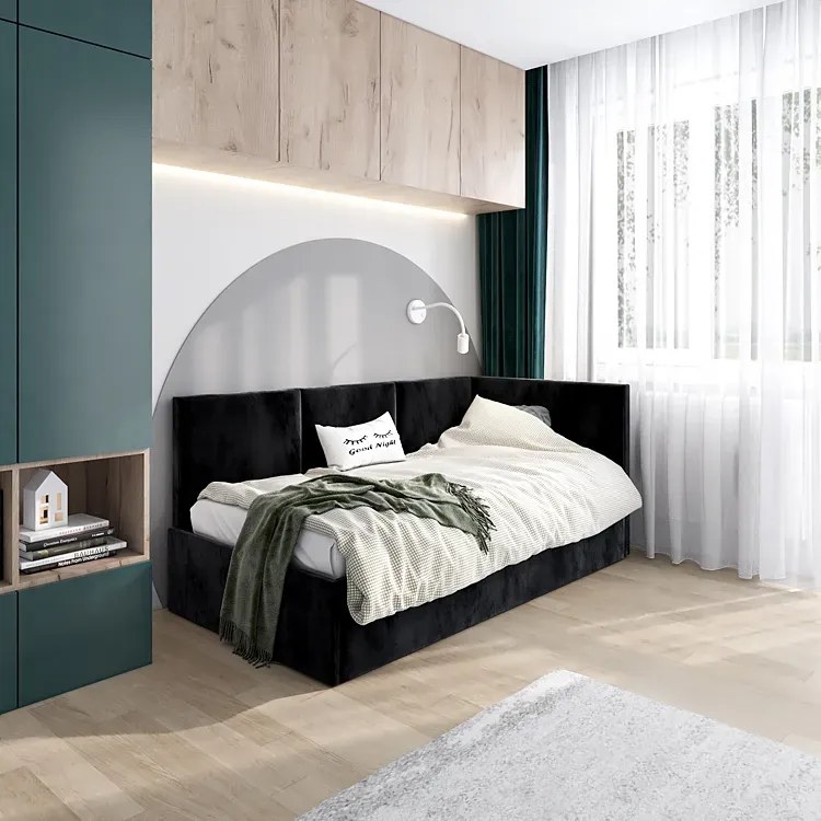 Czarny tapczan młodzieżowy K3-N12