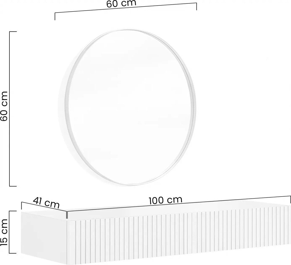Toaletka wisząca Nicole z czarnym lustrem 60 cm - czarny mat / czarny
