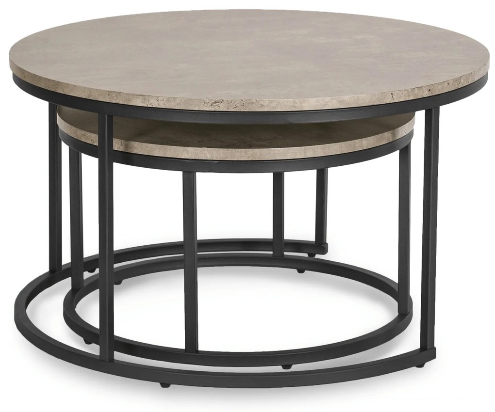 Zestaw Stolików Kawowych ROCKY MAX 60 cm/80 cm Szary Beton Nowoczesny Loft