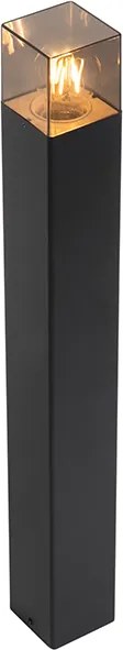 Stojąca lampa zewnętrzna czarna 70 cm IP44 z dymionym szkłem - Denmark