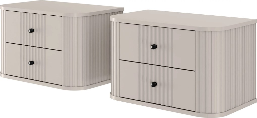 Zestaw szafek nocnych wiszących Vesper 56 cm - kaszmir / czarne uchwyty