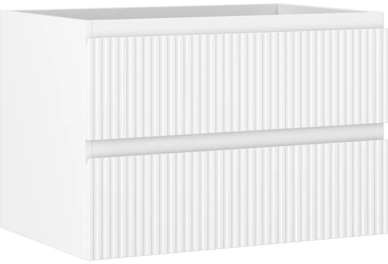 Mexen Rivel szafka łazienkowa podumywalkowa 70 cm, 2 szuflady, ryflowana , biała mat - 91A20-07047-2-BFF01