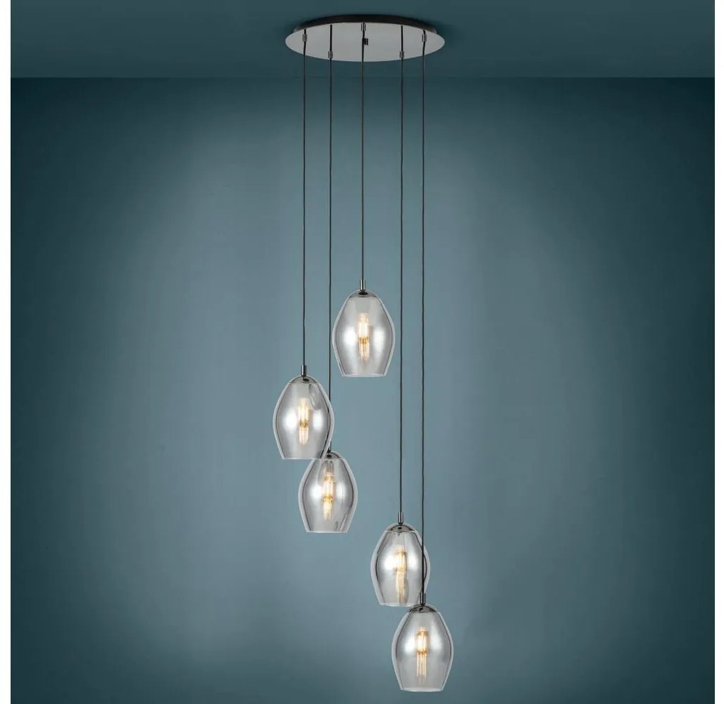 Eglo 39567 - Żyrandol na lince ESTANYS 5xE27/60W/230V dymny
