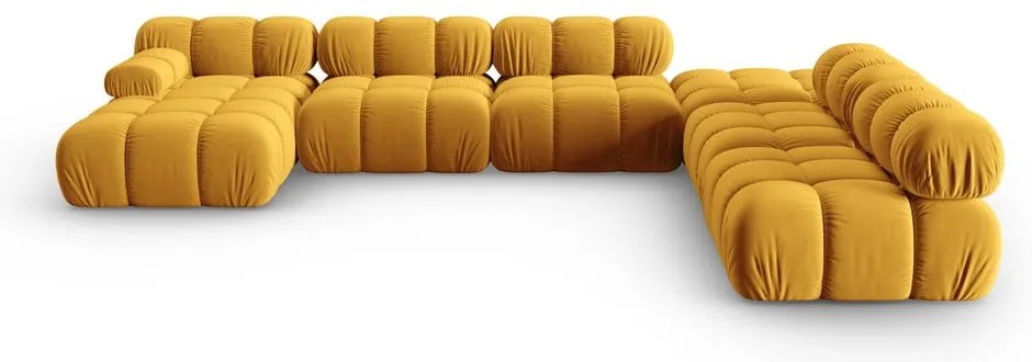 Żółta aksamitna sofa 379 cm Bellis – Micadoni Home