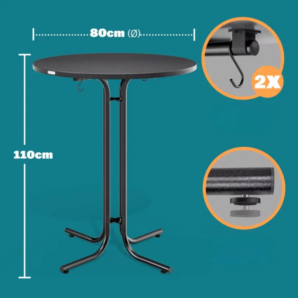 Stół barowy składany RAUL 110x80cm, szary Casaria