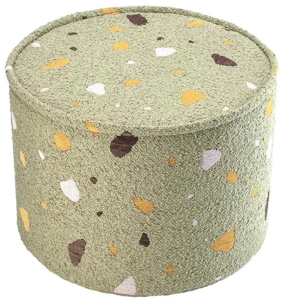 Zielony puf dziecięcy z materiału bouclé/z tkaniny szenilowej Terrazzo – Wigiwama