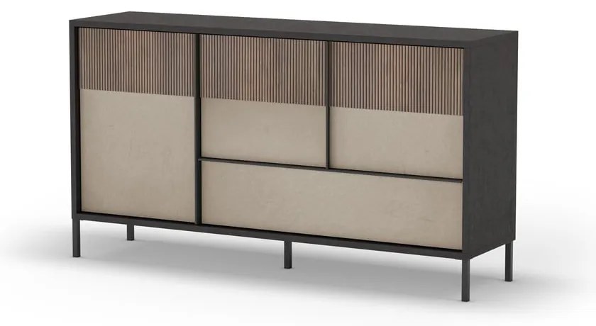 Antracytowo-jasnobrązowa niska komoda 156x86 cm Amalia – Marckeric