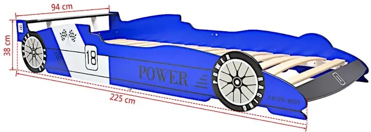 Niebieskie łóżko dziecięce auto z lampkami LED 90x200 M1-T68