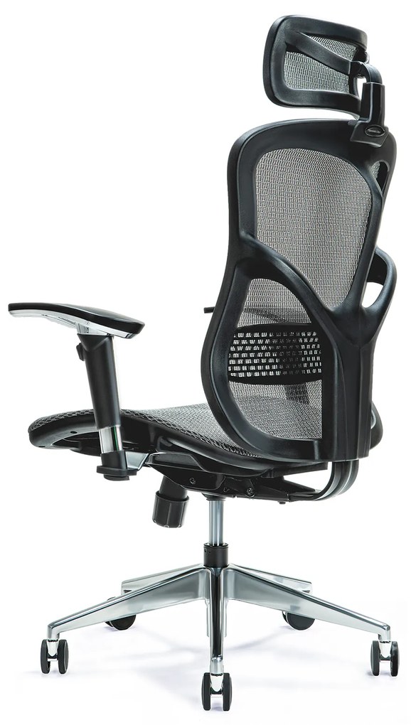 Wygodny fotel biurowy ergonomiczny Ergo 500. Fotel tapicerowany przewiewną siatką Mesh, 5 kolorów do wyboru. Fotel ma regulowane oparcie, podłokietniki. wysokość zagłówka. Nowoczesne meble biurowe.