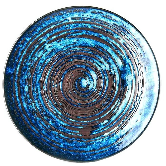 Niebieski talerz ceramiczny MIJ Copper Swirl, ø 29 cm