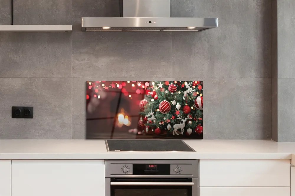 Szklany Panel Klasyczne Świąteczne Bombki