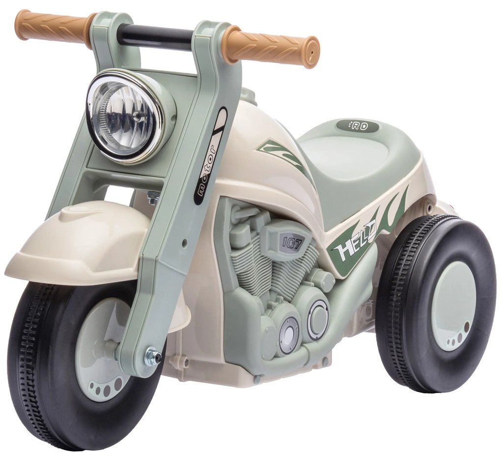 AIYAPLAY Samochodzik dla dzieci, Design motocykla, Muzyka i Bańki, dla 2-5 Lat, Kremowobiały