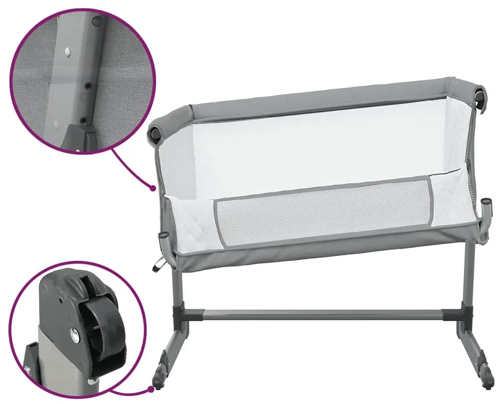 Jasnoszara dostawka niemowlęca z regulowaną wysokością G7-R90