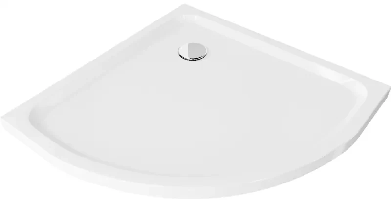 Mexen Flat brodzik półokrągły slim 80 x 80 cm, biały, syfon chrom - 41108080