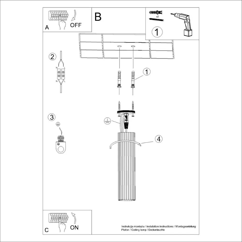 Lampa sufitowa w kolorze złota Gleam – Nice Lamps