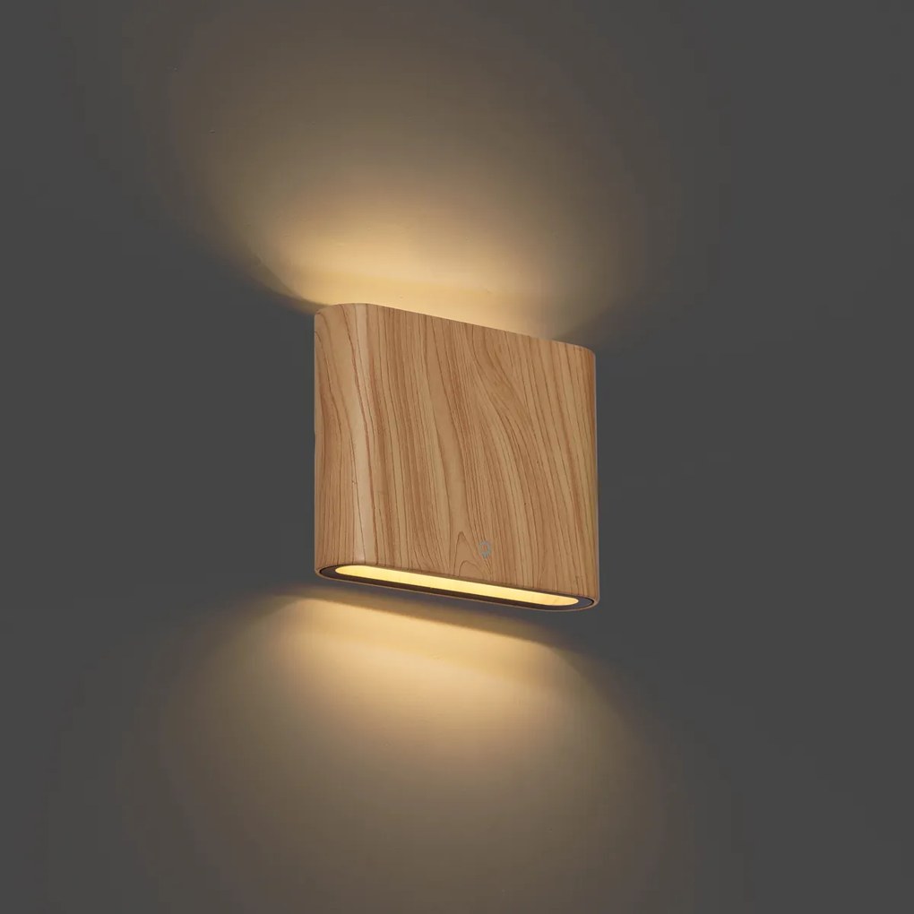 Skandynawska zewnętrzna lampa ścienna z efektem drewna 11,5cm z LED IP65 - Batt
