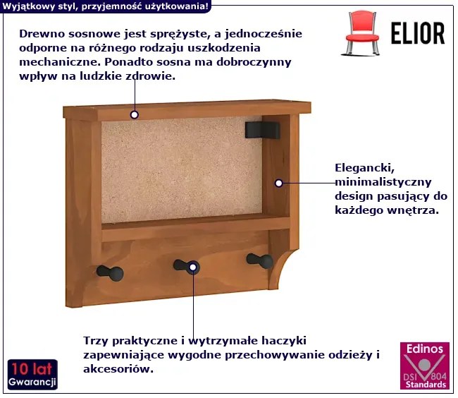 Mały wieszak na ubrania drewno akacjowe - Axero