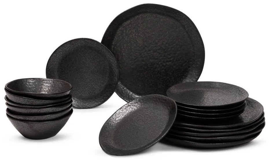 Kamionkowy zestaw talerzy 18 szt. dla 6 osób Dark Moon – Bonami Selection