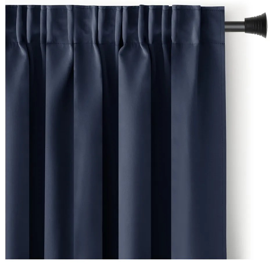 Ciemnoniebieska zaciemniająca zasłona termiczna 140x245 cm Pleat – Restilo