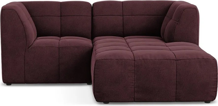 Bordowy aksamitny narożnik (prawostronny/z szezlongiem) Aloha – Makamii