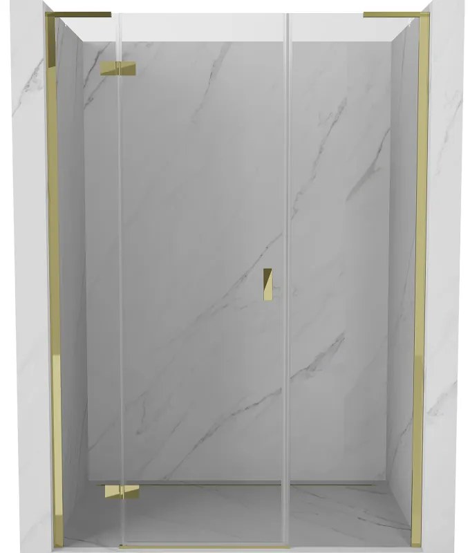 Mexen Mist-H L drzwi prysznicowe uchylne lewe 130 cm, transparent, złote - 8A5L-130-001-50-00-L