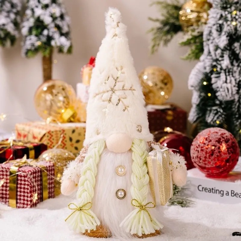Świecący świąteczny skrzat JINGLE 30 cm - różne rodzaje Kolor: Biały