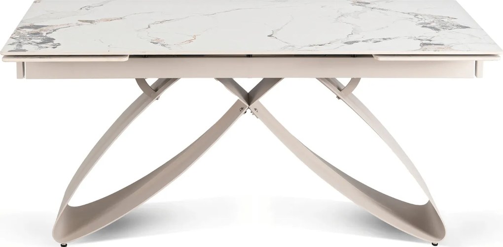 Zestaw Stół Rozkładany LUIGI 160-240 cm Biały Marmur/Kaszmir i 4 Krzesła TORINO Kremowe Nowoczesne