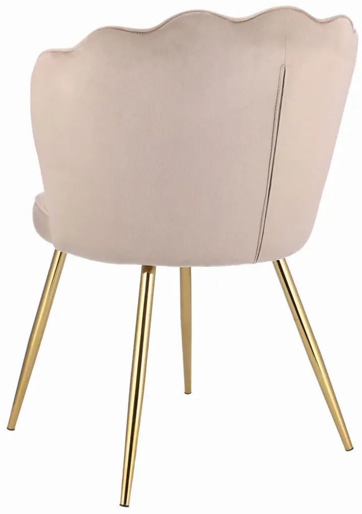 Beżowe welurowe krzesło muszelka K0-R02