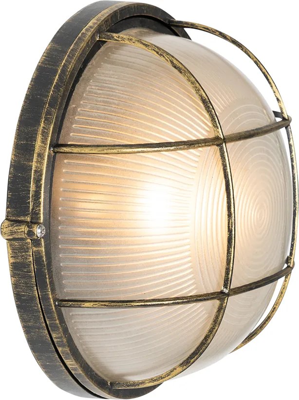 Industrialna lampa ścienna zewnętrzna antyczne złoto IP44 - Hanneke