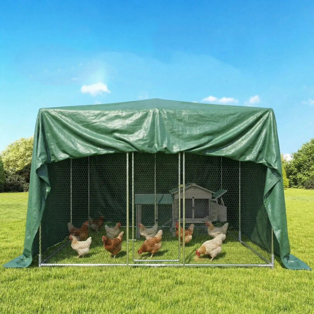 Outsunny Plandeka wodoodporna 4 x 6 m 90g/m² Wytrzymała UV-stabilna z wzmocnionymi oczkami Zielona | Aosom PL