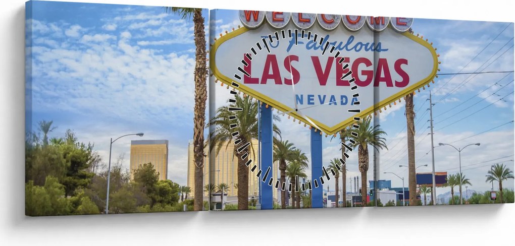 Obraz - Las Vegas (z zegarem) (90x30 cm)