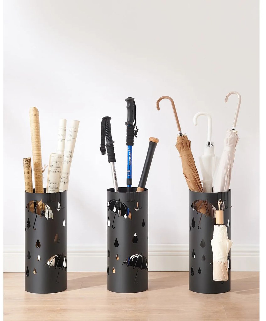 SongmicsHome Metalowy stojak na parasole ANABEL, 17x41 cm, czarna