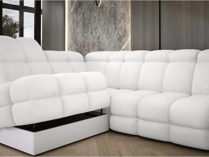 Narożnik TOLLO XL z elektryczną regulacją siedziska Lewostronny w tkaninie promocyjnej BUBBLE 01 WERSAL