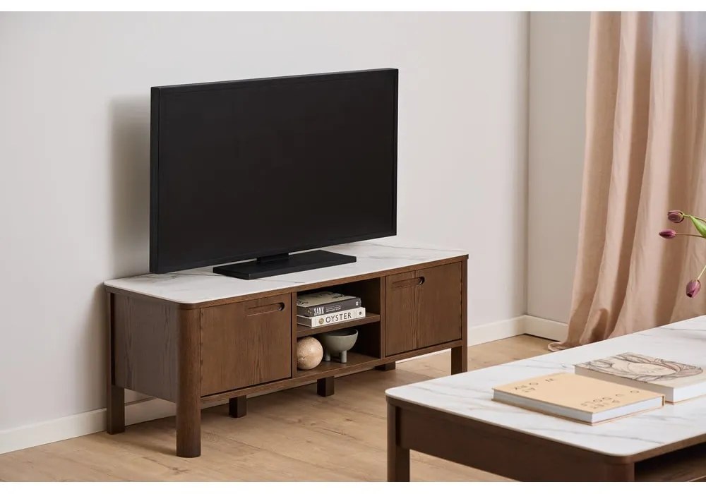 Beżowo-ciemnobrązowy stolik z ceramicznym blatem 70x130 cm Southampton – Actona