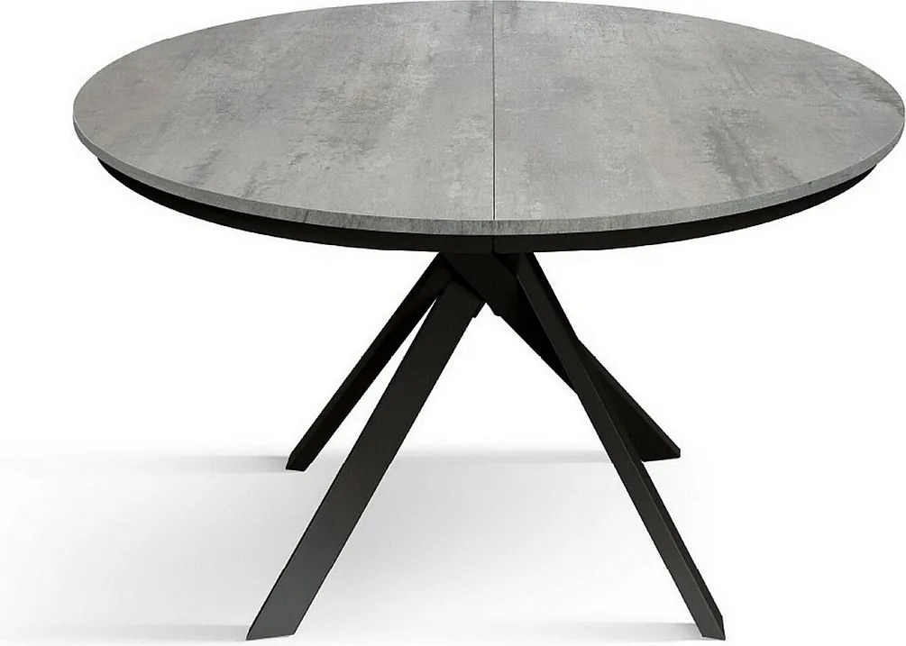 Cementowo-szary okrągły stół, antracytowe metalowe nogi 120-170cm - PANTELLERIA